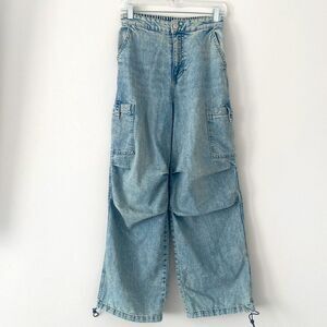 H&M DENIM PARACHUTE slouchy pants, sz Small, W: up to 32” Mint Condition